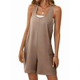 thumbnail image 3 of Combinaison d'Été Décontractée Sans Manches pour Femmes, Combishort Ample à Col Rond avec Poches, Vêtements 2026 Kaki P, 3 of 8
