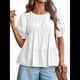 thumbnail image 2 of Blusas Babydoll con Mangas Abullonadas y Peplum para Mujer, Camisetas de Algodón Plisadas Ahumadas de Verano, Blusas Casuales Holgadas y Fluidas. S, 2 of 10