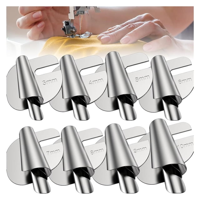 Stainless Steel Sewing Rolled Hemmer Foot 3mm-10mm Sewing Machine Presser Foot DIY Crafts Hemming Puller ,Ultimate Precision Stitching
