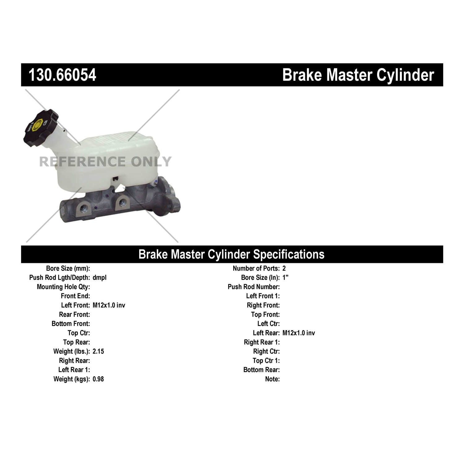Centric 130.66054 Premium Brake Master Cylinder Fits select: 2006-2008 CHEVROLET UPLANDER, 2006 PONTIAC MONTANA