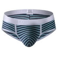thumbnail image 4 of HIBRO Male Casual Youth Striped Breathable Underwear Pant Solid Mid Waist Briefs, 4 of 4