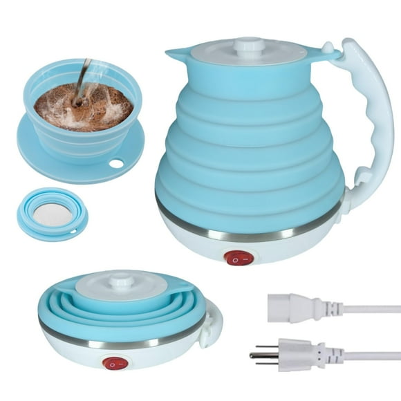 Tetera eléctrica Travel Kettle DOFQQG pequeña y portátil, azul