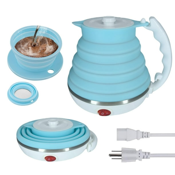 Tetera eléctrica Travel Kettle DOFQQG pequeña y portátil, azul