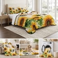 thumbnail image 6 of Twin Quilt Set 68''x86'', Sunflower Bee Lightweight Summer Bedspread Coverlet Set with 2 Pillow Shams, Yellow Botanical Vintage Rose Floral Spring Breathable All Season Quilt Bedding for Dorm/Bedroom, 6 of 9
