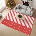 thumbnail image 4 of Red White Diagonal Stripe Washable Area Rug 5 x 7 ft Minimalist Christmas Polka‑Dot Soft Non‑Slip Rugs Stain Repellent Indoor Mats for Living‑Room, Formal Dining Room, Recreation Room, 4 of 9