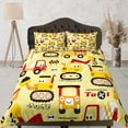 thumbnail image 1 of Camiones lindos Amarillo Funda nórdica Colorido Colcha, Niños Juego de cama completo con, 1 of 4