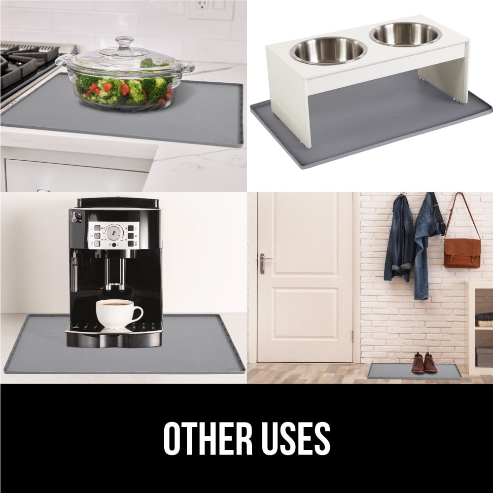 GORILLA GRIP Waterproof Silicone Under Sink Mat with Lip for Kitchen and Bathroom, 34 x 22 in, Gray