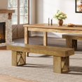 thumbnail image 4 of Finmind 55" Extra Long Dining Bench, Farmhouse Wooden Entryway Bench for Dining Room, Bedroom & Hallway, Brown, 4 of 7