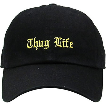 Thug Life Knit Baseball Cap Embroidered Dad Hat Black 2Pac Rap Video
