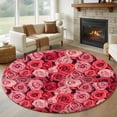 thumbnail image 2 of Valentine's Day Washable Round Area Rug 8 ft, Pink and Red Rose Flowers, Soft Non Slip Rugs Stain Repellent Indoor Felt Carpet for Living Dining Room Bedroom Home Office, 2 of 9