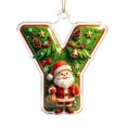 thumbnail image 2 of romoty Personalized Initial Christmas Tree Letter Ornaments, Pine Needle Santa Claus Pendants, 2D Flat Acrylic Monogram Xmas Decor, 2 of 6