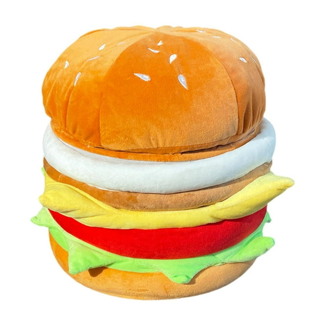 Taburete que cambia de zapato, taburete en forma de hamburguesa, decoración versátil linda y única con almacenamiento para la oficina del Hamburguesa con queso