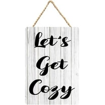 Rustic Wooden Sign Decor - Let'S Get Cozy (2) - Wood Plaque Home & Office Inspirational Gifts Hanging Wall Signs 6x12 IN