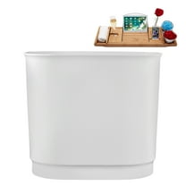 40" Streamline G-97-363-BL Soaking Glossy White Freestanding Tub and Tray With Internal Drain in Matte Black
