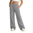 thumbnail image 3 of BXJX Girls Sweatpants Size 10-12 T, Elastic Waist Drawstring Straight-leg Casual Kids Athletic Pants Gray, 3 of 9
