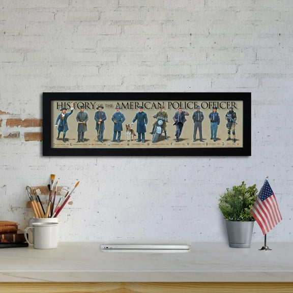 History of the American Police Officer - Framed 1", printed with a matte finish, 6" x 24"