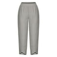 thumbnail image 3 of WIZUTIZ Palazzo Pants for Women Casual Long Breathable Trendy Relaxed Fit Wide Leg Pants Spandex Elastic High Rise Palazzo Pants Solid Asymmetrical Cropped Trousers for Teen Girls Running Beach Gray, 3 of 4