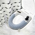 thumbnail image 5 of Kugisaki Flock Bathroom Toilet Seat Cover Pads- Soft Warmer Toilet Seat Cushion Cover Washable Cloth, Easy Installation Comfortable Toilet Lid Seat Cover, 5 of 8