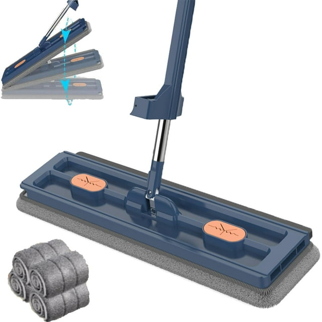 Saker Sakerplus Grande Vadrouille Plate, 2025 Shaker Amélioré avec Seau et Ensemble Essoreuse, avec 6 Tampons en Microfibre Réutilisables Secs et Humides