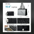 thumbnail image 2 of 3 in 1 Tote Bag for Women Lunch -Insulated Compartment,Quilted Large Capacity Computer Handbag with Purse for Business,Removable Lunch Bag for Business,Work, Travel, Office(Khaki), 2 of 10