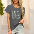 thumbnail image 2 of JTZGDY Summer Tops for Women Cute Floral Printed Short Sleeve Crewneck Graphic T-Shirts Loose Soft Cotton Basic Tunic Blouse A#16-Gray L, 2 of 6