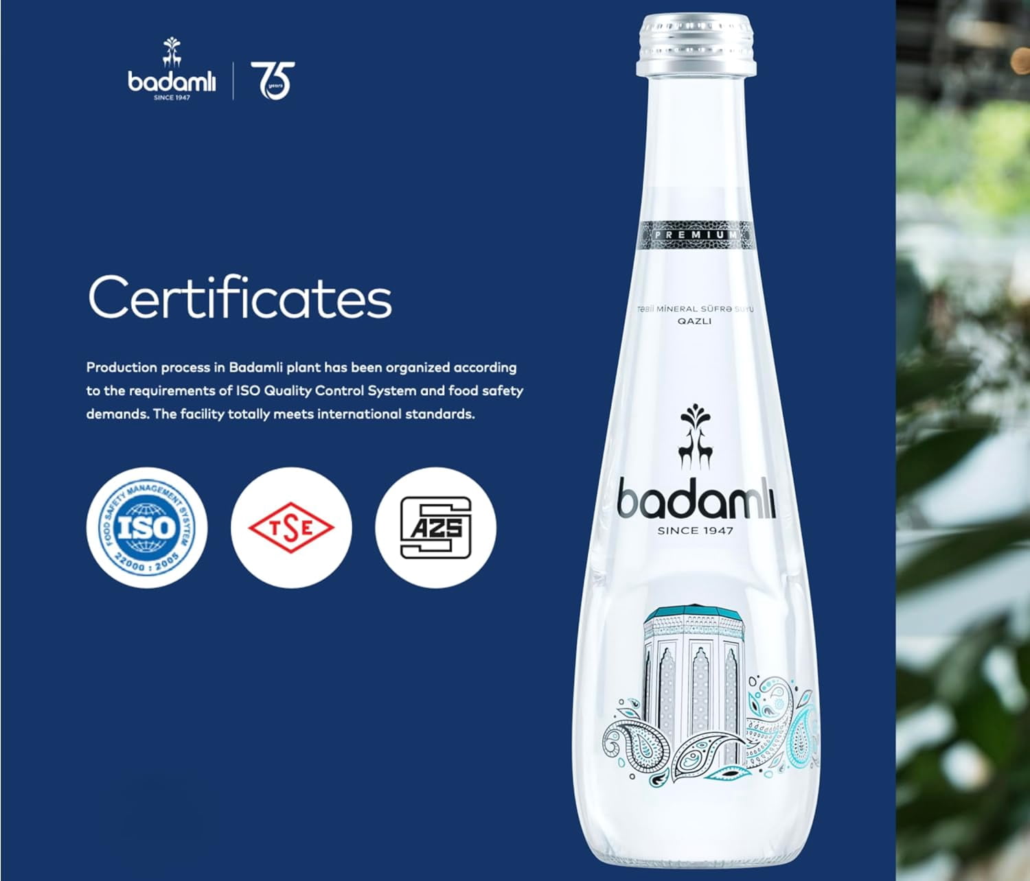 Badamlı Premium Natural Mineral Water pH 7.5 – 25.4 fl oz (750ml), Pack of 12, Glass Bottle, Naturally Sparkling
