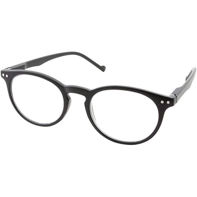 grinderPUNCH Lunettes de Lecture Rondes Ovales Légères pour Hommes et Femmes Lunettes de Lecture +3,50, Noir
