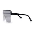 thumbnail image 5 of Minimal Oversized Half Rim Shield Flat Top Plastic Mafia Mogul Sunglasses Black - Silver Mirror, 5 of 6