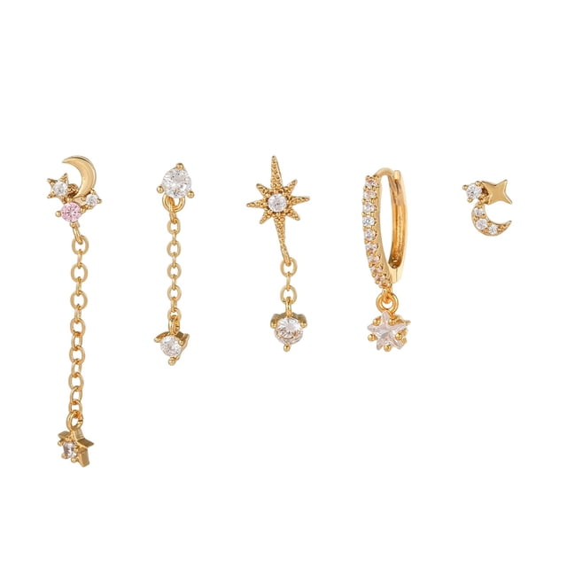 Pendientes Colgantes Para Niñas De 5 Unidades, Accesorio De Joyería Con Decoración De Diferentes Formas Hugo Pendiente de arete