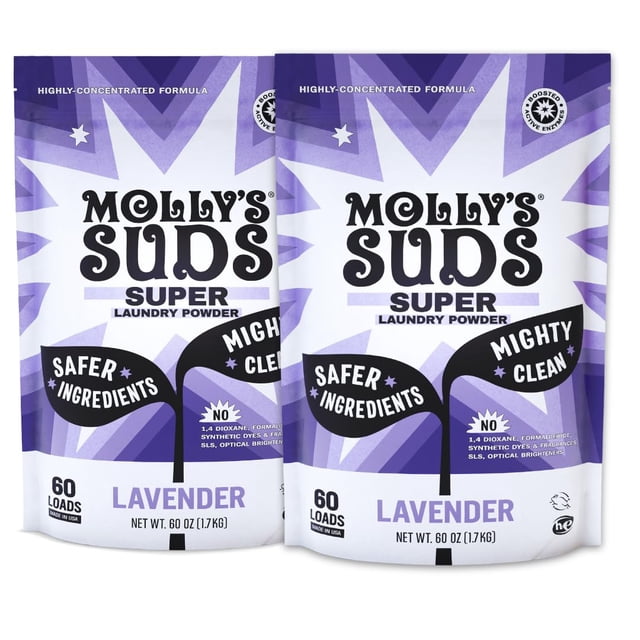 Detergente para ropa Molly's Suds Super Powder, 120 cargas, paquete de 2