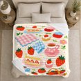 thumbnail image 5 of Strawberry Shortcake Jam Illustrations, Playful Food Art Scene, Warm Flannel Blanket for Kitchen and Dining Room with Detailed Artwork, Food Lovers Birthday Gift, Playful Home Decor, 5 of 9