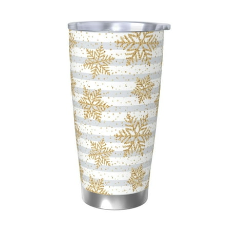 

Tideii Gold Snowflake for 20OZ Car Cup Stainless Steel Cold and Hot Cup with Lid Suitable for Outdoor and Home Unisex-Without Straw