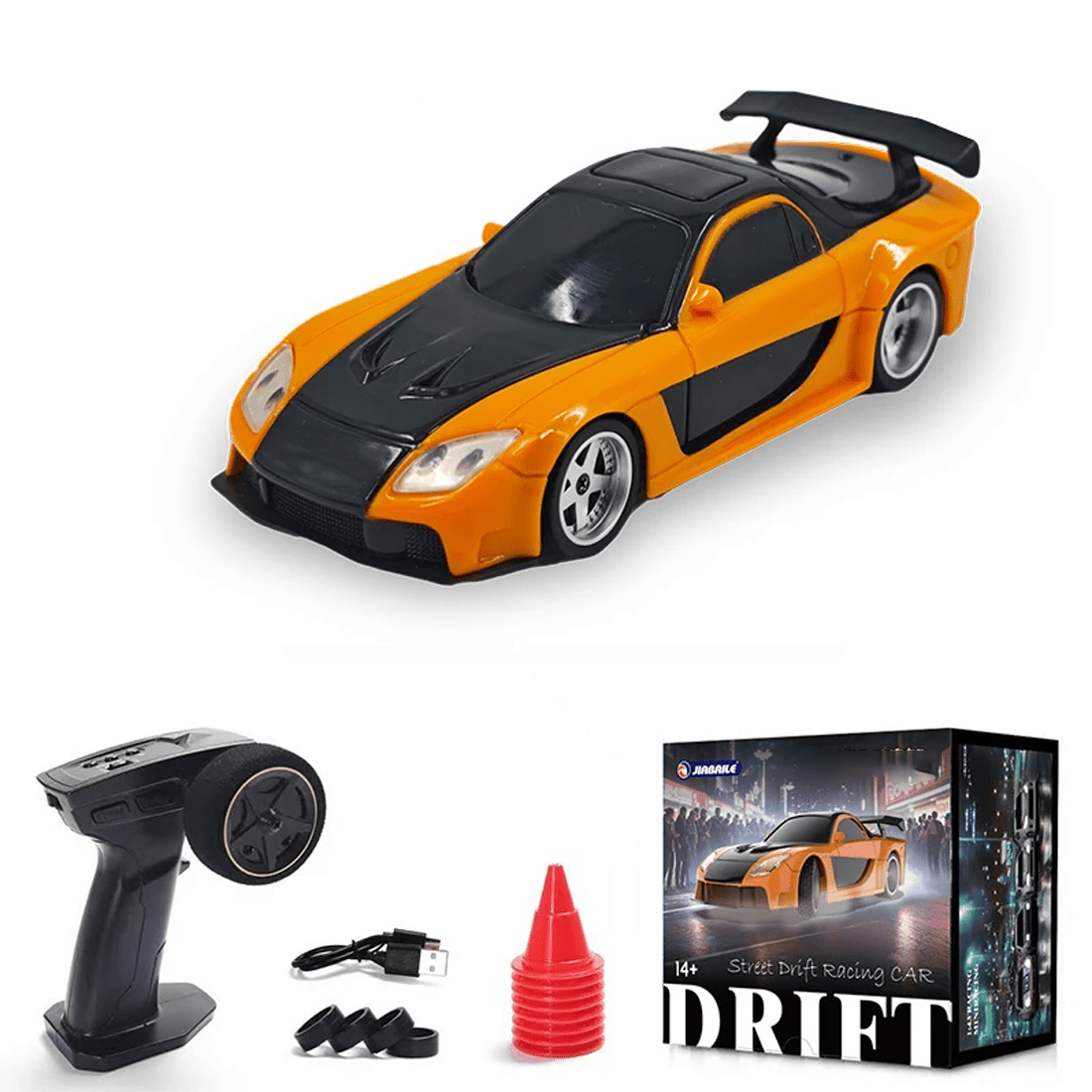 1/43 Scale Mini RC Drift Car, 2.4G 4WD Full Proportional Remote Control Sport Racing Car with 15KM/H High Speed & LED Lights, RC Electric Vehicle Toys for Adults