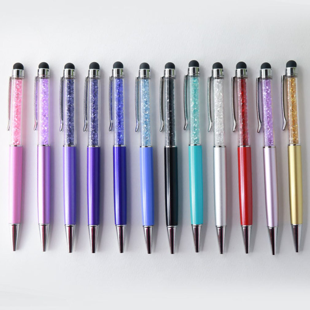 New Natural Crystal Pen Glittering Ballpoint Stylus Touch Stationery Gift 