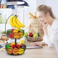 thumbnail image 2 of Auledio 2 Tier Fruit Basket Bowl with Banana Hanger, Organization and Storage for Kitchen Storage (Bronze), 2 of 7