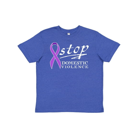 Inktastic Stop Domestic Violence-purple Ribbon Youth T-Shirt