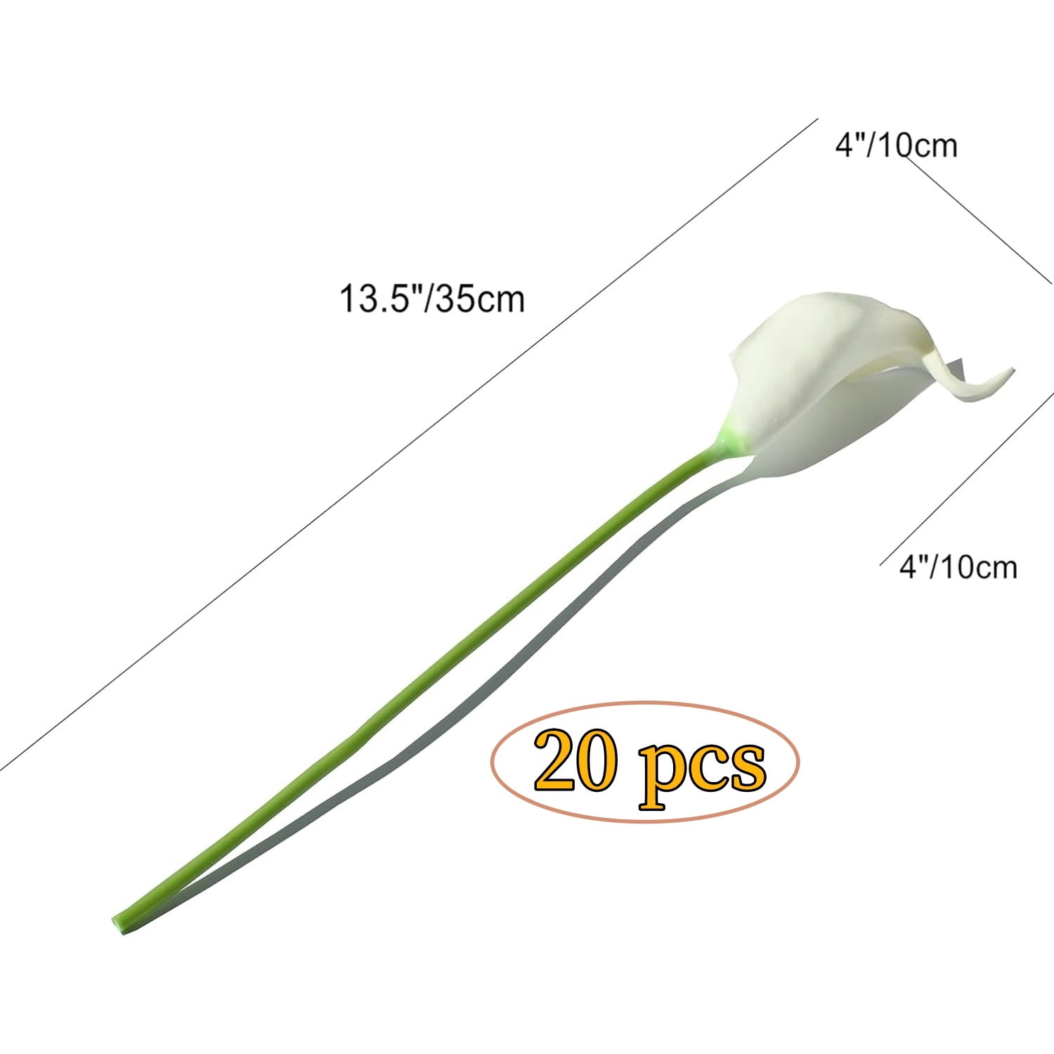 Pure White Flowers,20 Pcs Artificial Calla Lily Flower,Topboutique Fake Flowers,13.5" Artificial Decorative Flowers for Christmas,Thanksgiving,Wedding Party Garden Home Decor