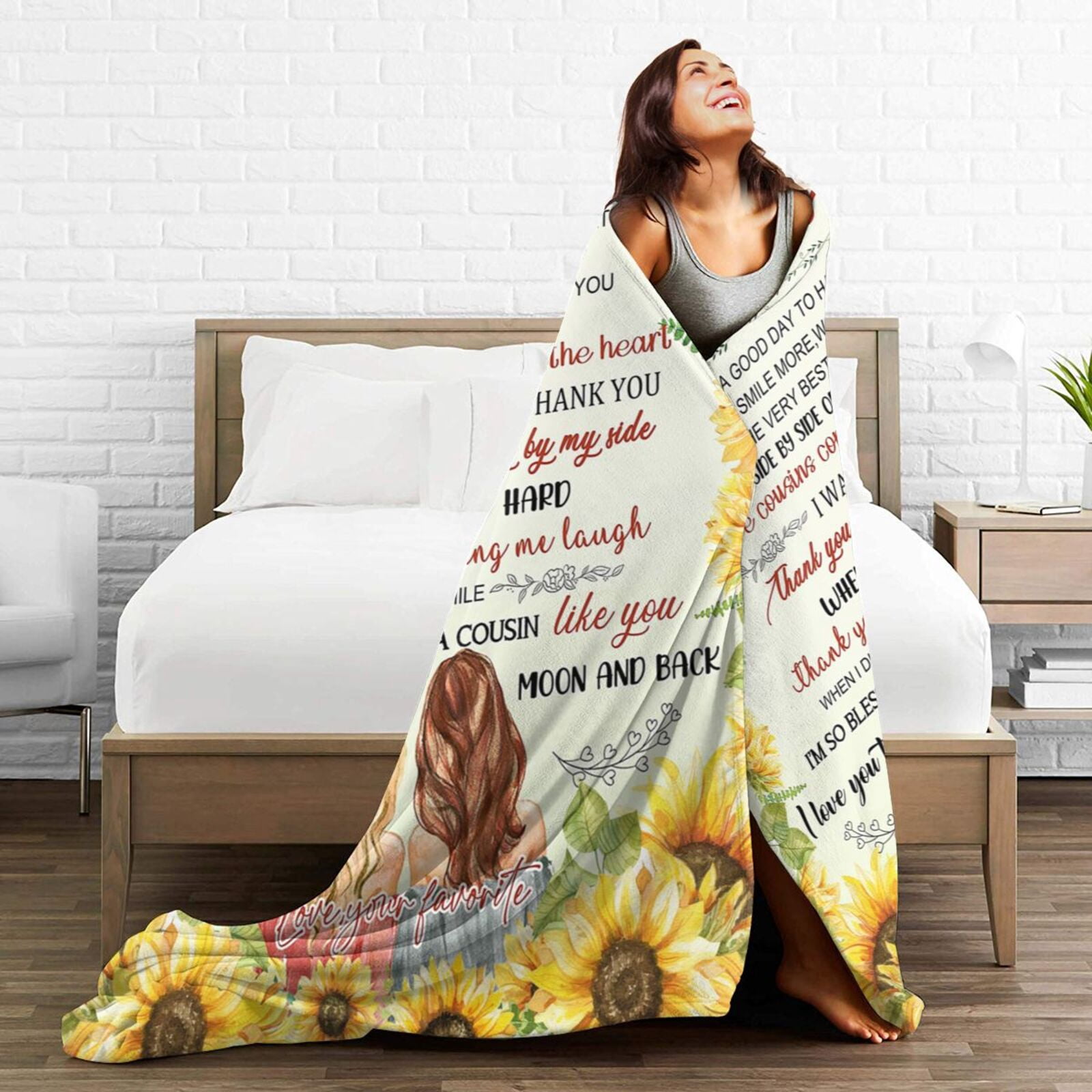 Wijzvio Cousin Gifts For Women Throw Blanket Soft Fuzzy Fleece Blanket For Couch Bed Living Room Decoration 50"X40"