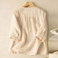 thumbnail image 6 of Yuncity Linen Clothes For Women Solid Color Cotton Vintage Embroidery Clothing Loose Thin T Shirt Top M-3Xl, 6 of 6