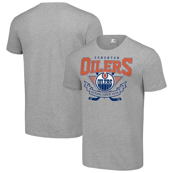 Men's Starter Heather Gray Edmonton Oilers Team Logo Graphic T-Shirt