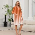 thumbnail image 2 of Zipper Robes for Women Lightweight Loose Fit Bathrobes for Women Zip Up Front 3/4 Length Sleeve Knee Length Striped Fashion Bathrobe Nightgown with Pockets Orange XXL, 2 of 8