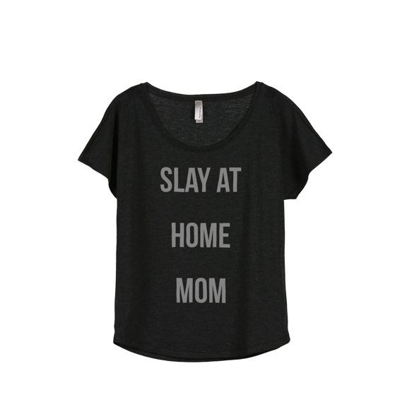 Thread Tank Slay At Home Mom Women's Fashion Relaxed Slouchy Dolman T-Shirt Tee Heather Black Small