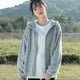 thumbnail image 4 of Sudadera con capucha de gran tamaño para mujer, cárdigan gris, ropa lisa con cremallera, Tops de manga larga para primavera, 4 of 5