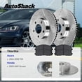 thumbnail image 3 of AutoShack Rear Solid Drilled & Slotted Silver Zinc Coated Brake Rotor + Premium Ceramic Pad 6-PC Brake Kit Replacement for 2003-2007 Honda Accord 2004-2008 Acura TSX SilverShield Pro 10.24" (260 mm), 3 of 5