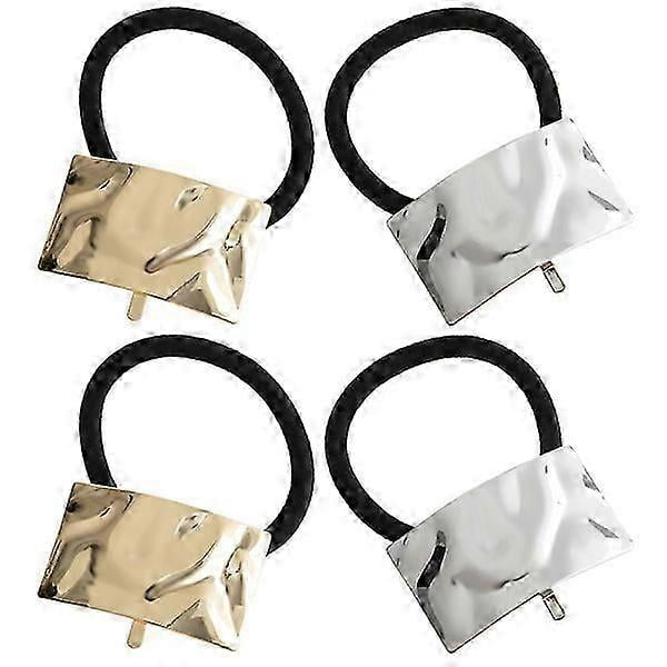 4Pcs Metal Elastic Hair Bands Metal Hair Ties Ponytail Holder Hair Accessories