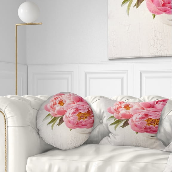 Designart Peony Flowers in Vase Photography - Floral Throw Pillow - 12x20