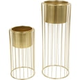 thumbnail image 6 of Set of 2 Planters with Stand 18 & 27" Tall Indoor Outdoor Metal Gold Flower Pots for Living Room Corner Kitchen Garden Balcony Office  Decor, for Wedding Decoration, 6 of 6