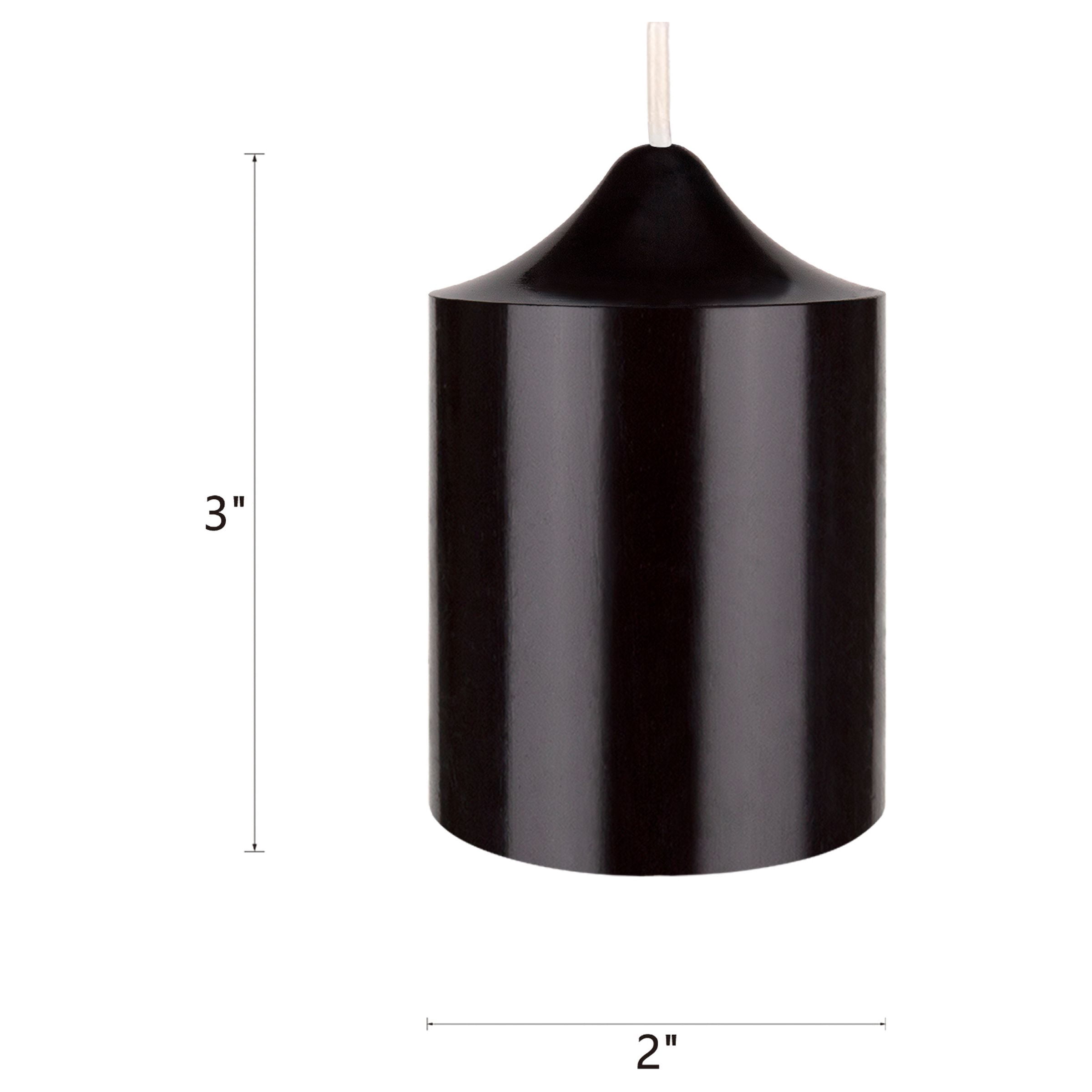 Mega Candles 3 pcs Unscented Black Dome Top Round Pillar Candle, Hand Poured Premium Wax Candles 2 Inch x 3 Inch, Home Décor, Wedding Receptions, Baby Showers, Birthdays, Celebrations, Party & More