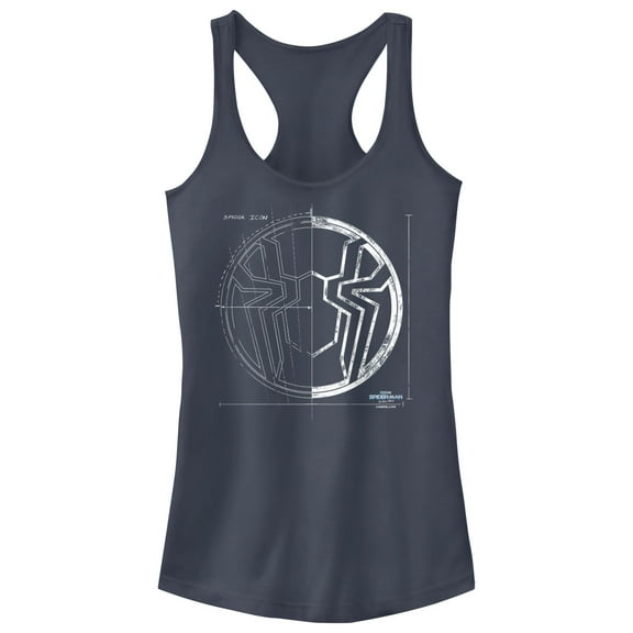 Junior's Marvel Spider-Man: No Way Home Spider Icon Blueprint Racerback Tank Top Indigo X Small