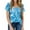 Blue, variant on Giftesty Women Gradient Print V-Neck Pocket T-Shirt Tops Short Sleeve Loose Blouse